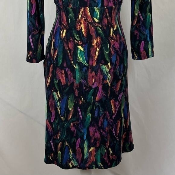 Carmen Marc Valvo Leaf Print Ruched BodyCon Dress NWOT Size S - Picture 7 of 12